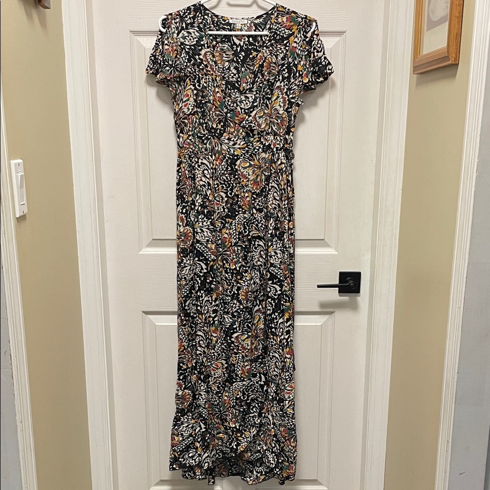Patrons of Peace | Butterfly | Wrap | Fall | Flutter Sleeve |Maxi Dress |Size S